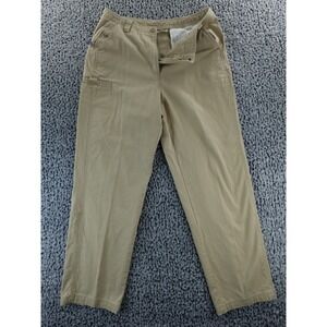 LLBean Women's Khaki Cotton Cargo Pants Size 14 M Tall